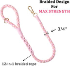 Shock absorbing bungee dog extension leash for two dogs showing flexibility