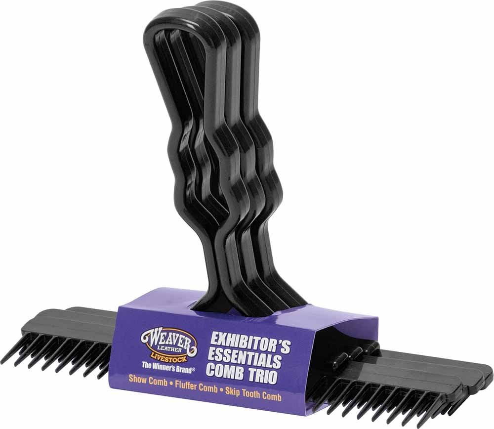 Weaver Livestock Exhibitor Essentials Comb Trio front view livestock grooming set