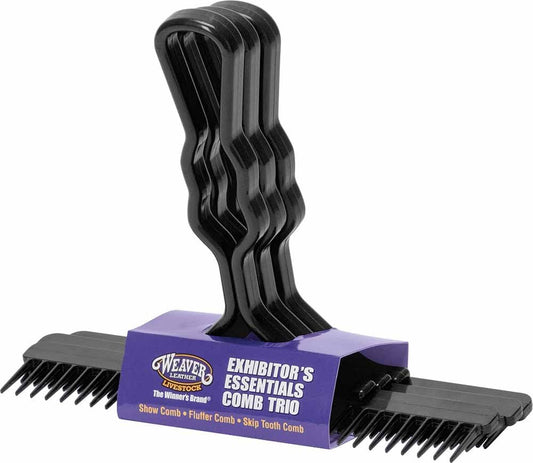Weaver Livestock Exhibitors Essentials Comb Trio front view professional show animal grooming kit