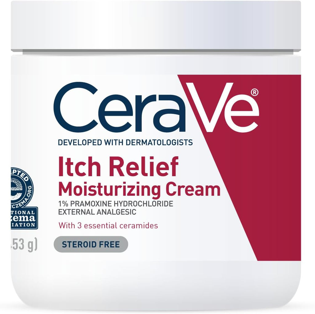 CeraVe Itch Relief Moisturizing Cream 16 Ounces front view tub for eczema relief