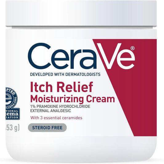 CeraVe Itch Relief Moisturizing Cream 16 Ounces front view tub for eczema relief