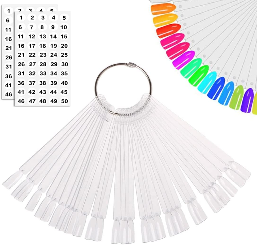 Jassins 50 pieces nail swatch sticks front view clear display