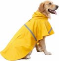 HAPEE dog raincoat yellow poncho jacket front view on large golden retriever