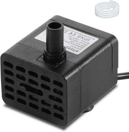 Alizzy small submersible water pump front view showcasing compact black design.