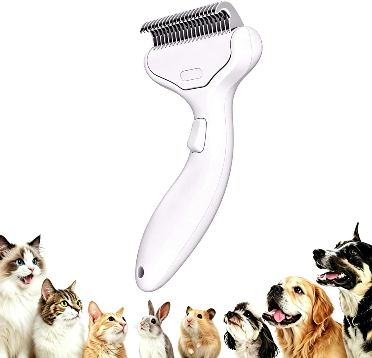 Undercoat Rake for Dogs & Cats, 3-in-1 Skin-Friendly Pet Fur Brush with One-Click Self-Clean Button, Deshedding Dog Brush for Long haired Pets, Cat Comb Removes Matted Fur & Loose Hair - Image 10