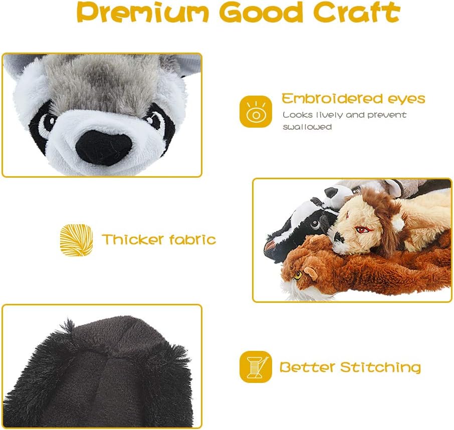 FIREOR interactive pet fetch toys collection showing the various lengths of the five different animal characters
