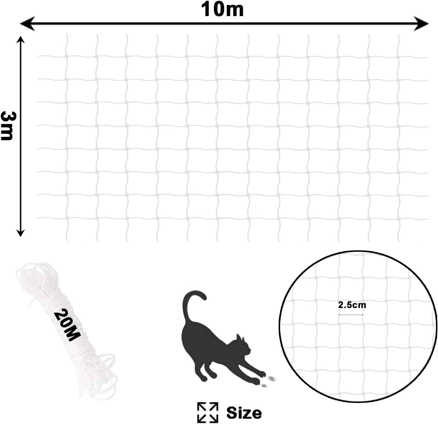 Transparent nylon pet safety net installed on apartment balcony