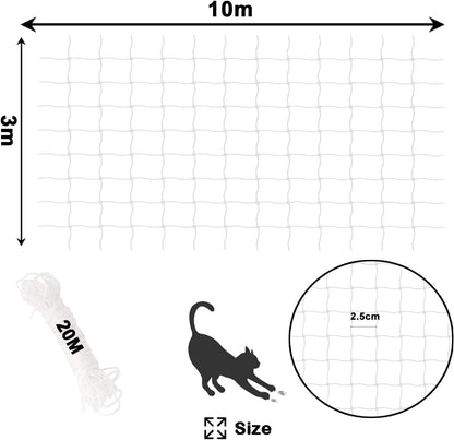 Transparent nylon pet safety net installed on apartment balcony