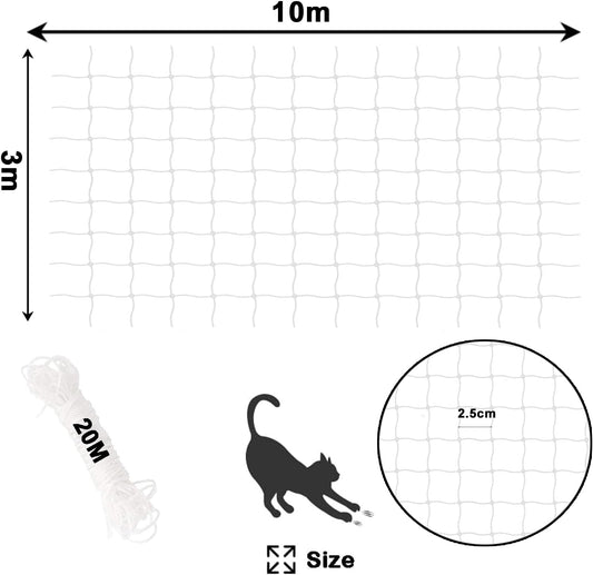 Transparent nylon pet safety net installed on apartment balcony