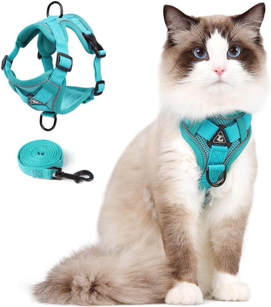 Skmeditec Cat Harness and Leash Set: Upgraded Escape Proof Vest with Lead for Large Cat Small Dog Puppy Walking, Soft Jacket with Reflective Strips L2 Size Blue - Image 12