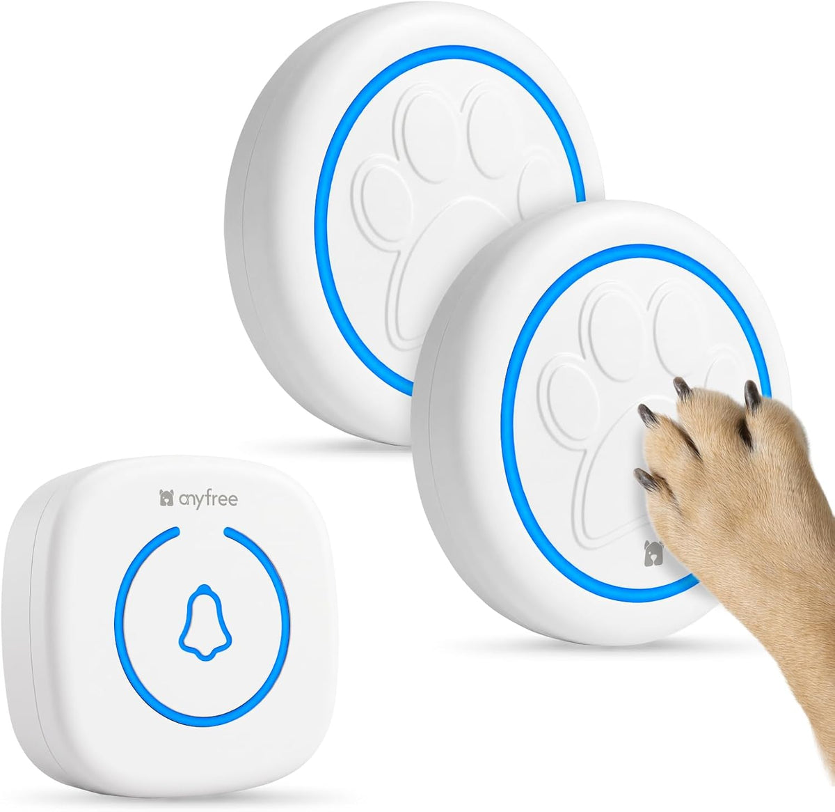 Anyfree wireless dog door bell front view with paw button