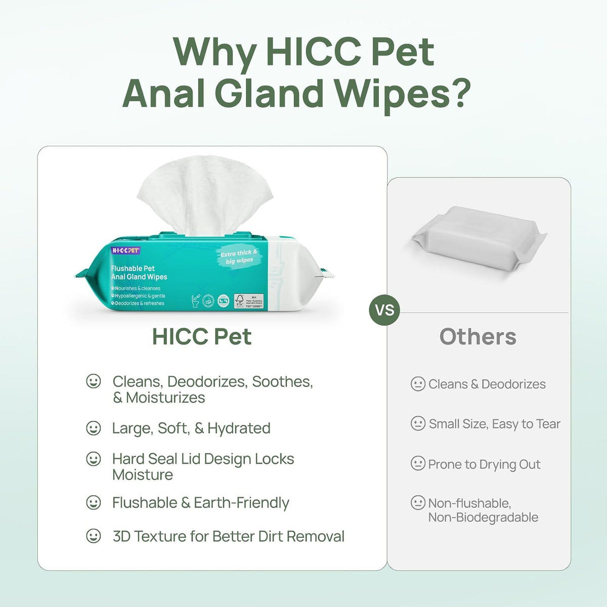 Hicc Pet thick protective pet wipes being pulled from the package