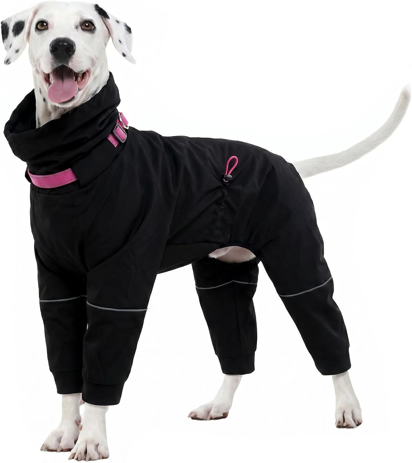 Kouser Waterproof Dog Raincoat with Reflective Stripes, Adjustable Dog Rain Jacket with Leash D-Ring, Lightweight Full-Body Coverage Hooded Poncho Rain Coat for Small Medium Large Dogs, Pink XL - Image 10