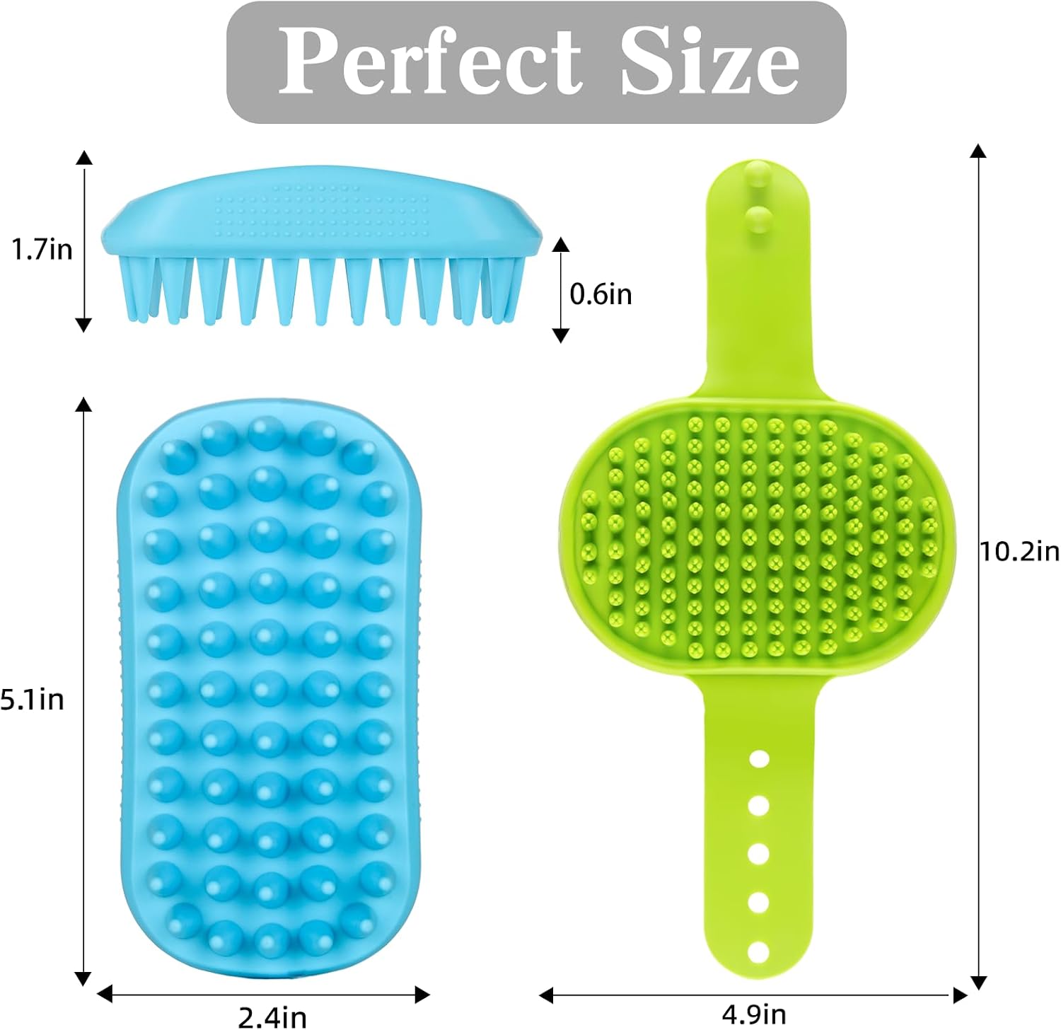 Packaging contents of the KQUQK two piece pet scrubber set ideal for massaging and washing dogs and cats.