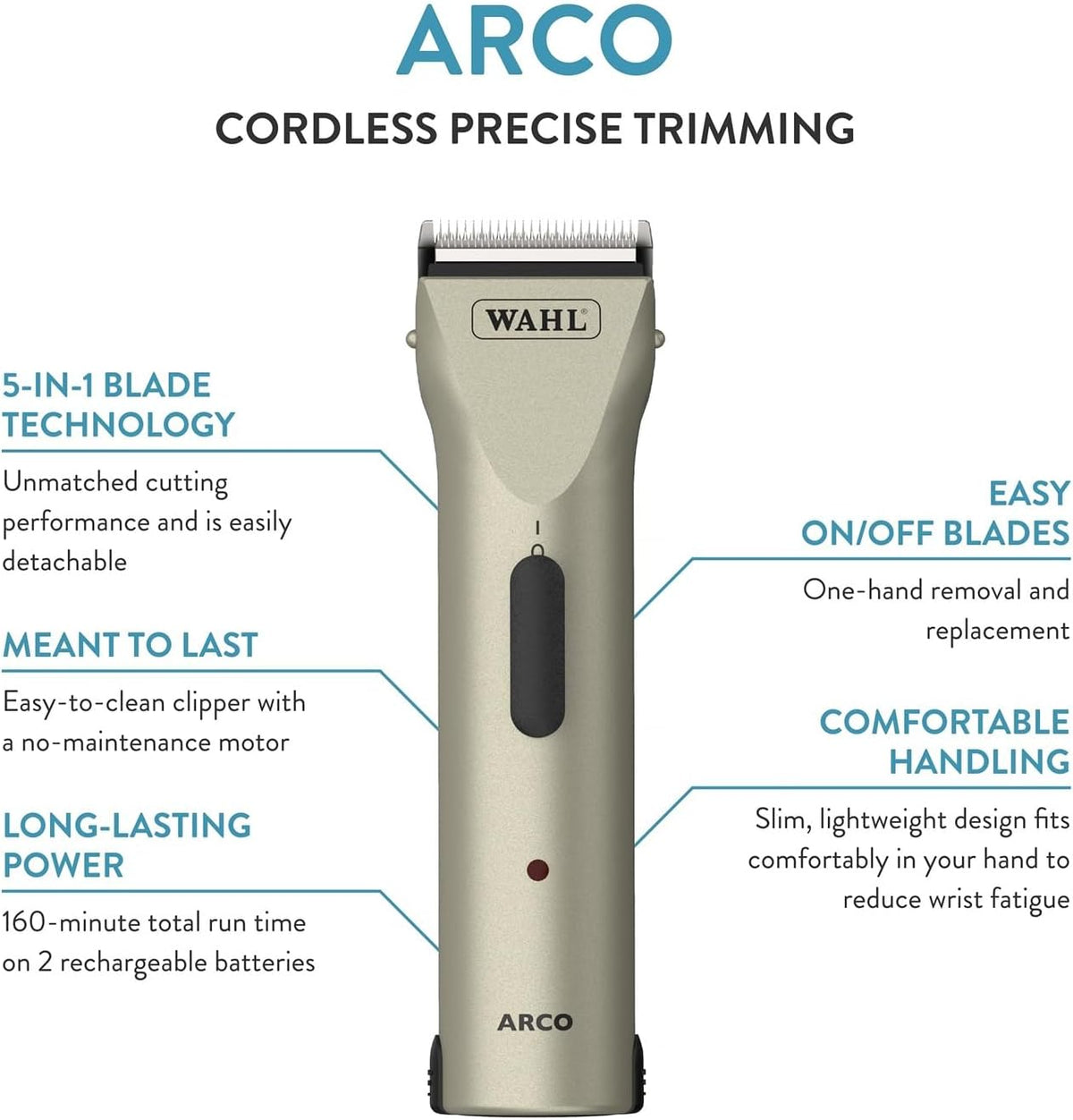 Close up view of Wahl Arco 5-in-1 adjustable grooming blade