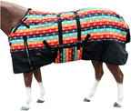 Black Aztec 72 in HILASON 1200D Winter Waterproof Poly Horse Turnout Blanket Belly Wrap - Image 12