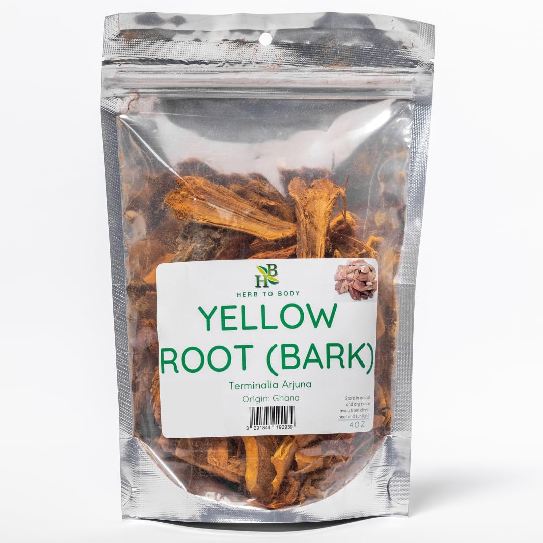 Herb To Body Yellow Root Bark Terminalia Arjuna four ounce pouch front view for heart health support