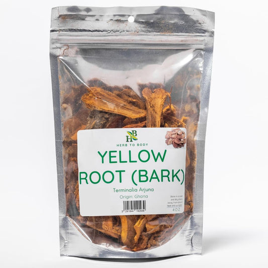 Herb To Body Yellow Root Bark Terminalia Arjuna four ounce pouch front view for heart health support