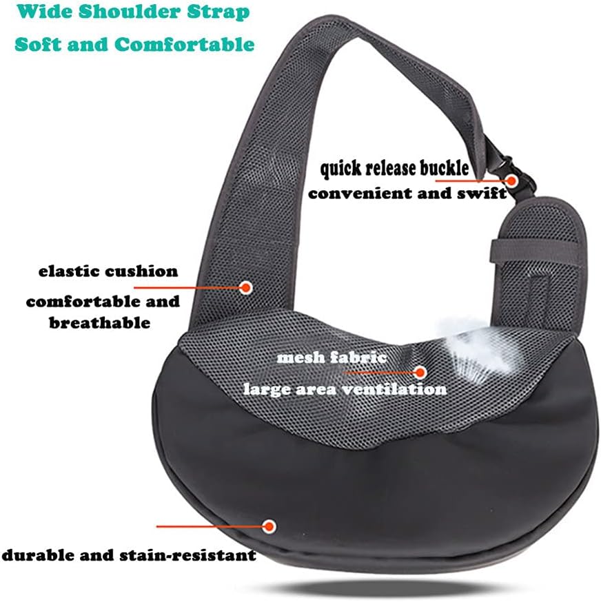 Interior view showing safety buckle of pet sling carrier