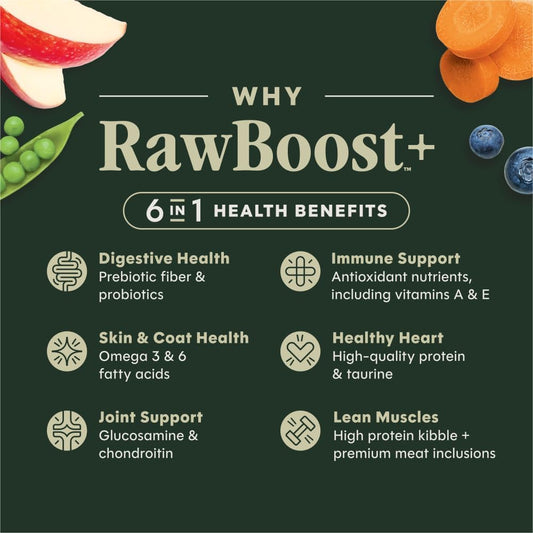 Instinct high protein dog food with freeze dried raw beef bites close up