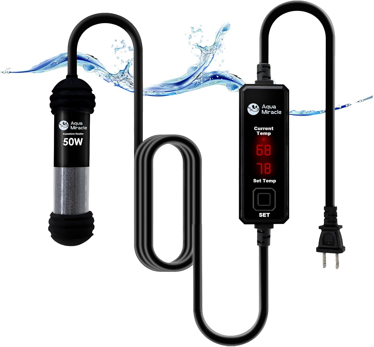 AquaMiracle Upgraded 25W Small Aquarium Heater Fish Tank Heater Turtle Heater Super Mini Aquarium Heater, Dry-Run/Overheating Protection and Memory Function, Dual LED Display, for 3-5 Gal Tanks - Image 11