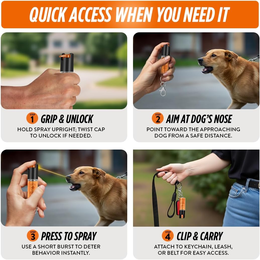 Handheld dog repellent spray for outdoor safety