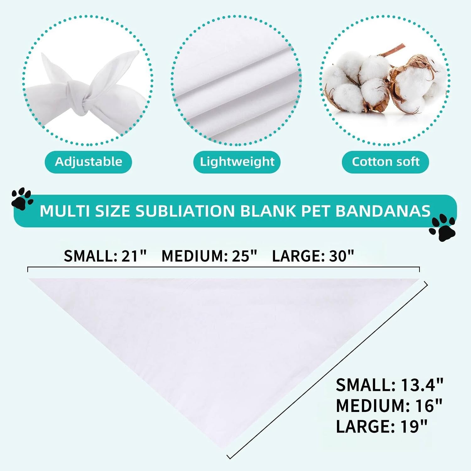 Gofshy solid white triangle pet scarf flat layout for sublimation