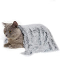 PJYuCien Fluffy Fleece Calming Pet Throw Blanket front view showing premium grey faux-fur texture.