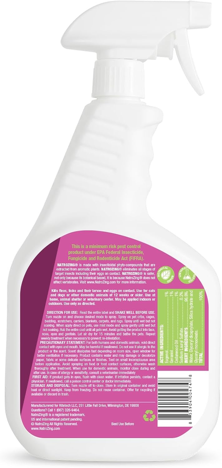 BugMD NatroZing plant-based flea killer spray bottle