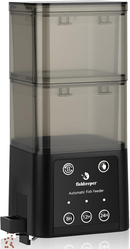 Adjustable automatic fish feeder showing three fixed mounting options