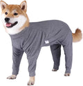 Xqpetlihai dog surgery recovery suit grey medium front view on a recovering dog
