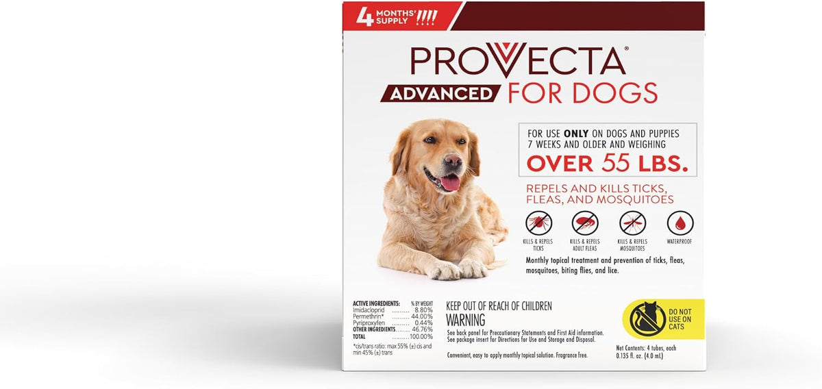 Provecta Advanced five way protection symbol chart for ticks and fleas