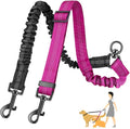 AutoWT Two Dog Lead front view showing the black and fuchsia nylon straps.
