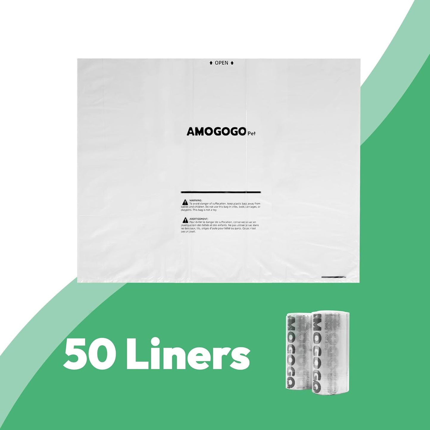 Heavy duty tear resistant transparent pet waste liners by AMOGOGOPET
