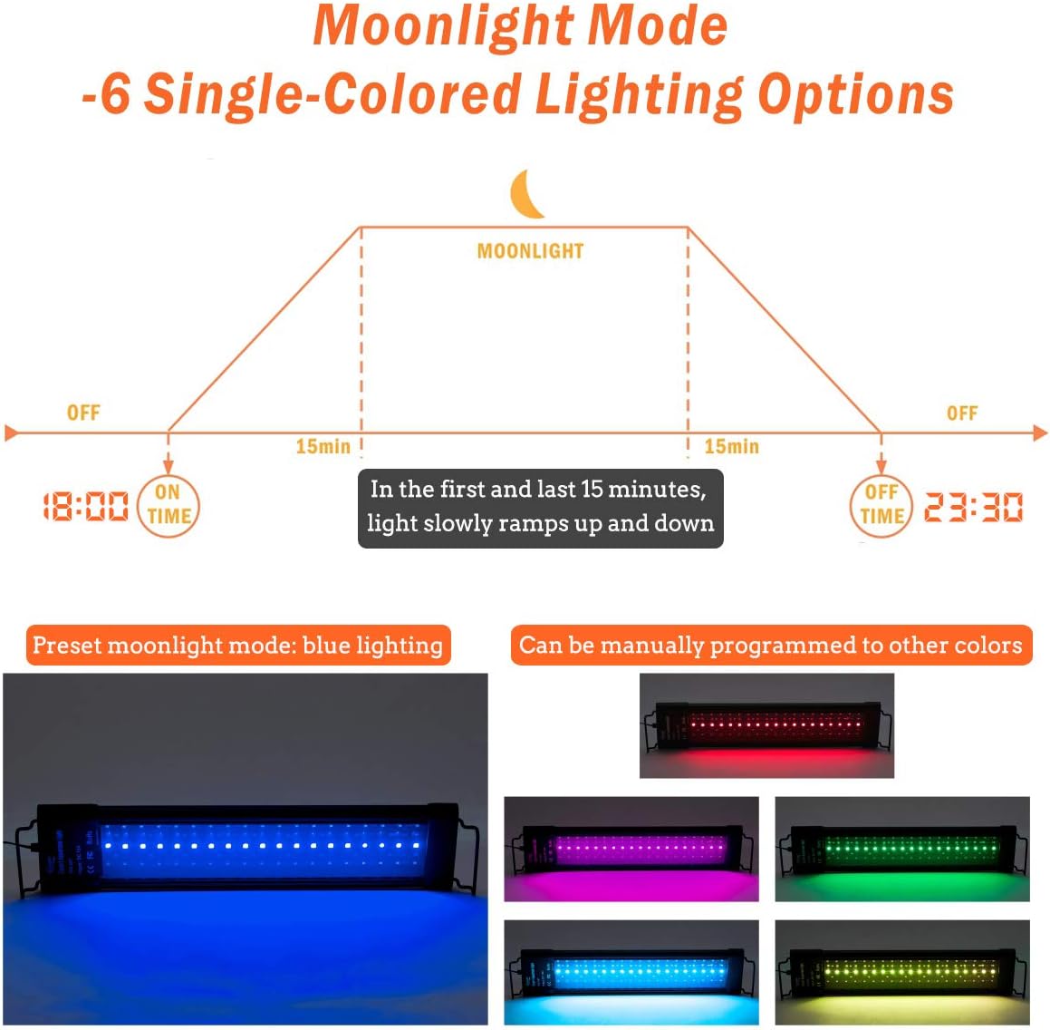 Hygger aquarium light moonlight blue mode activated
