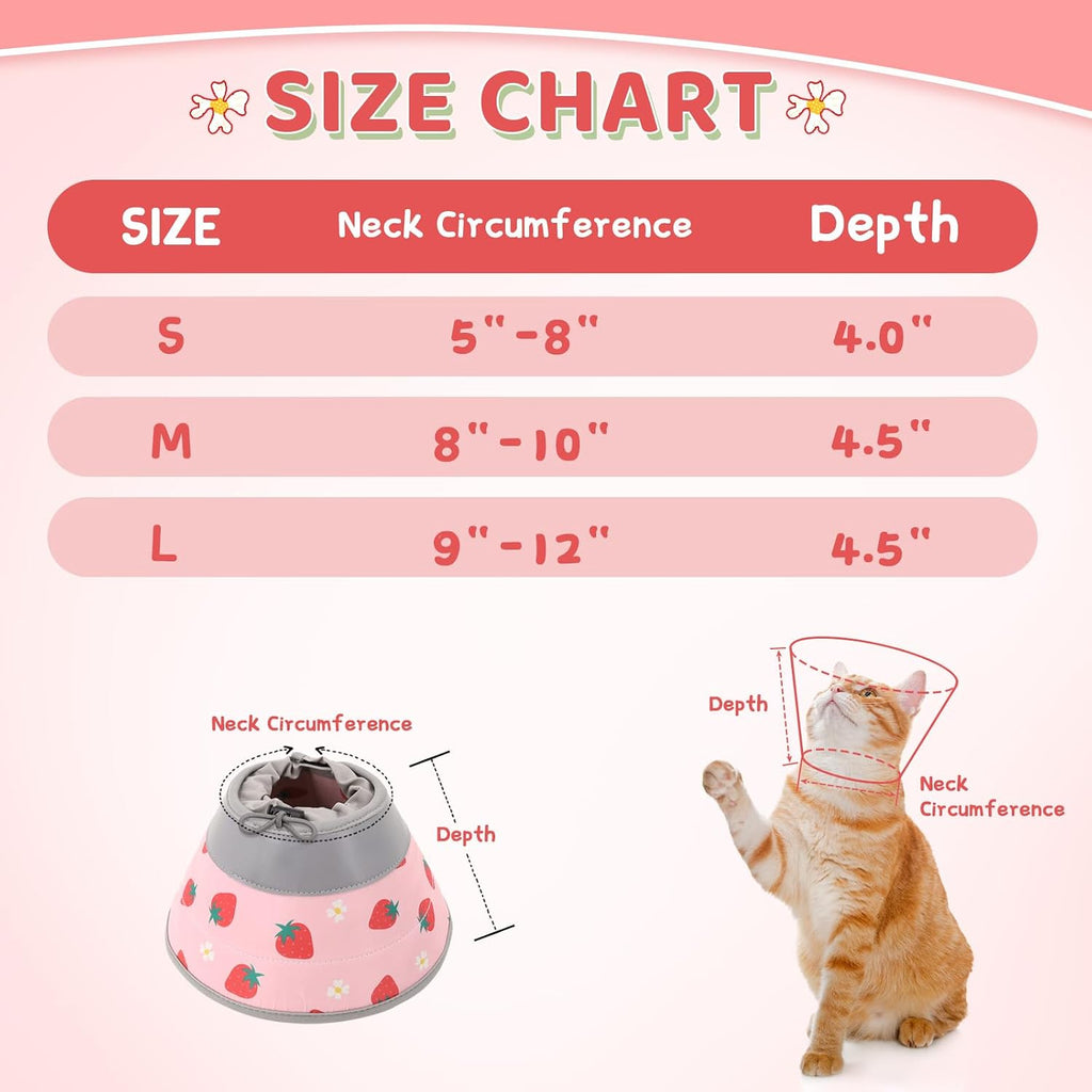 Adjustable soft cone for cats showing water resistant EVA material