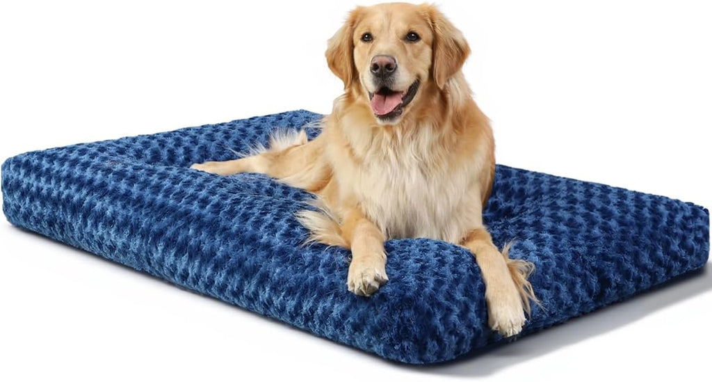 KSIIA Washable Dog Bed Anti-Slip Dog Crate Beds Deluxe Plush Kennel Pad Comfy Pet Sleeping Mat for Large Dogs, 35" x 23", Black - Image 10