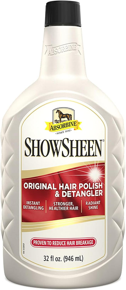 Absorbine ShowSheen dust repellent hair polish bottle side profile view