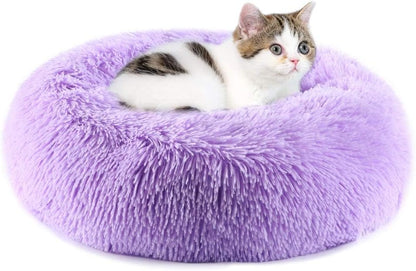 Cat Beds for Indoor Cats - Cat Bed Washable 20/24 inches, Dog Beds for Small Medium Dogs, Anti Anxiety Round Fluffy Plush Faux Fur Pet Bed, Thick Bottom (Pink, Medium) - Image 14