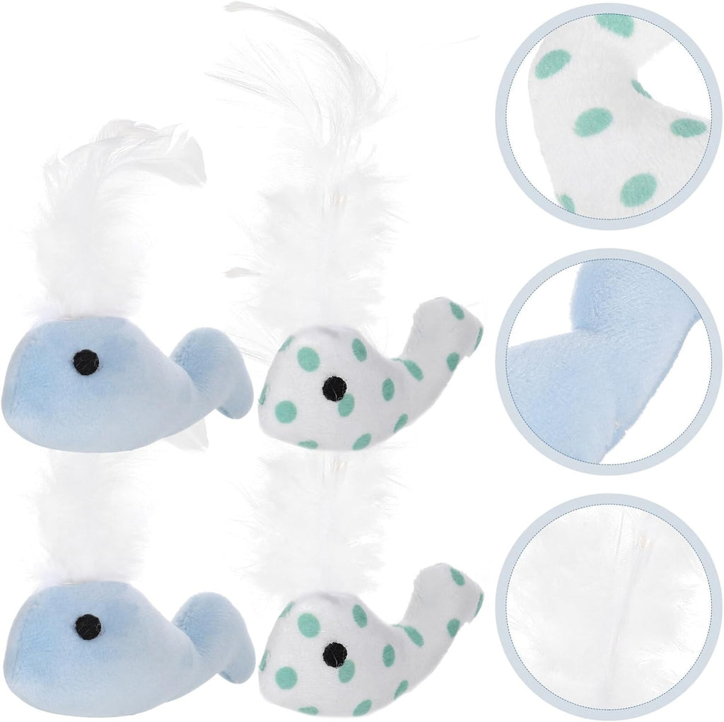 Four piece set of premium imported whale shaped teething toys for cats