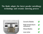 Ruzros ceramic replacement clipper blades close up layout highlighting the seven piece set configuration.