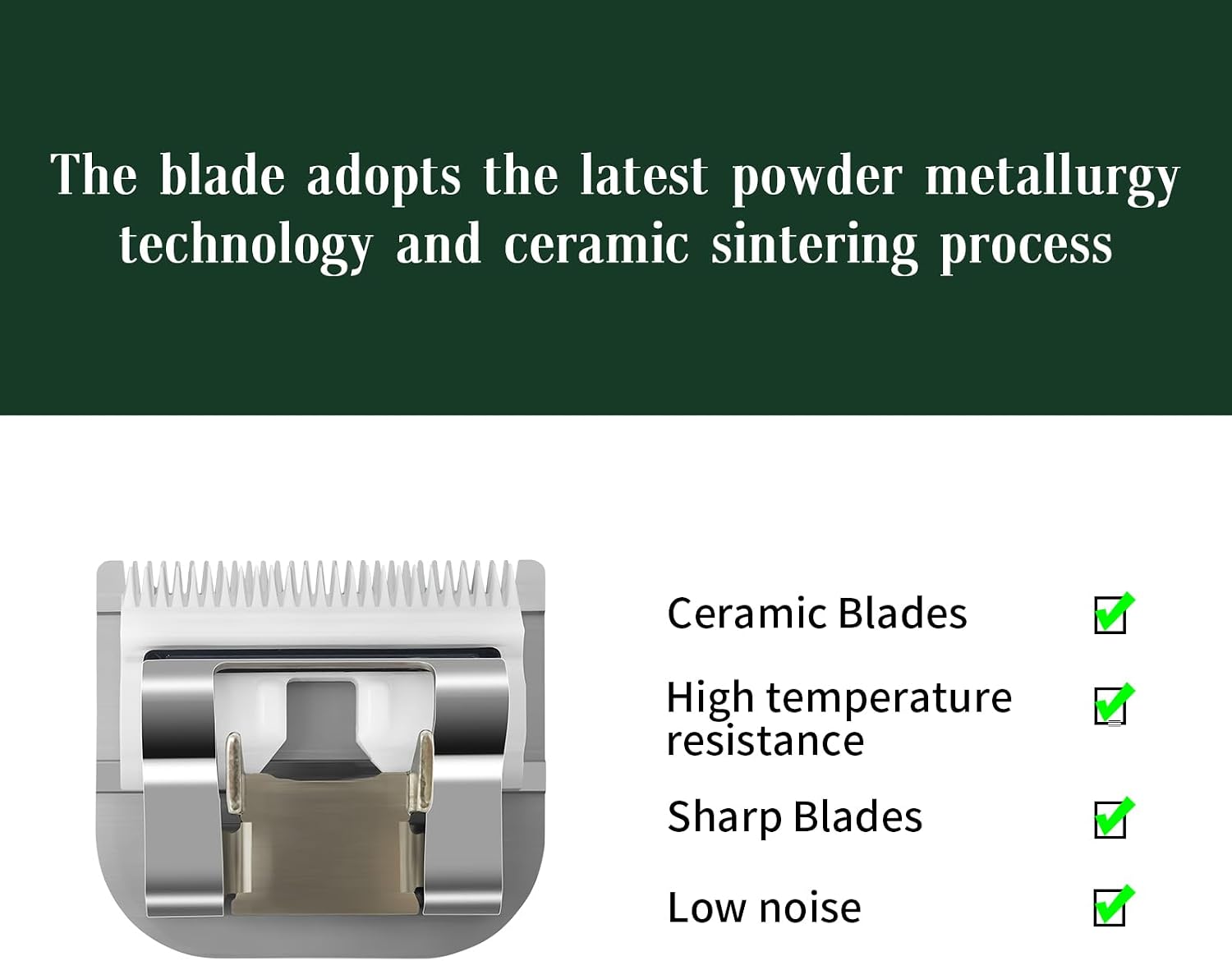Ruzros ceramic replacement clipper blades close up layout highlighting the seven piece set configuration.