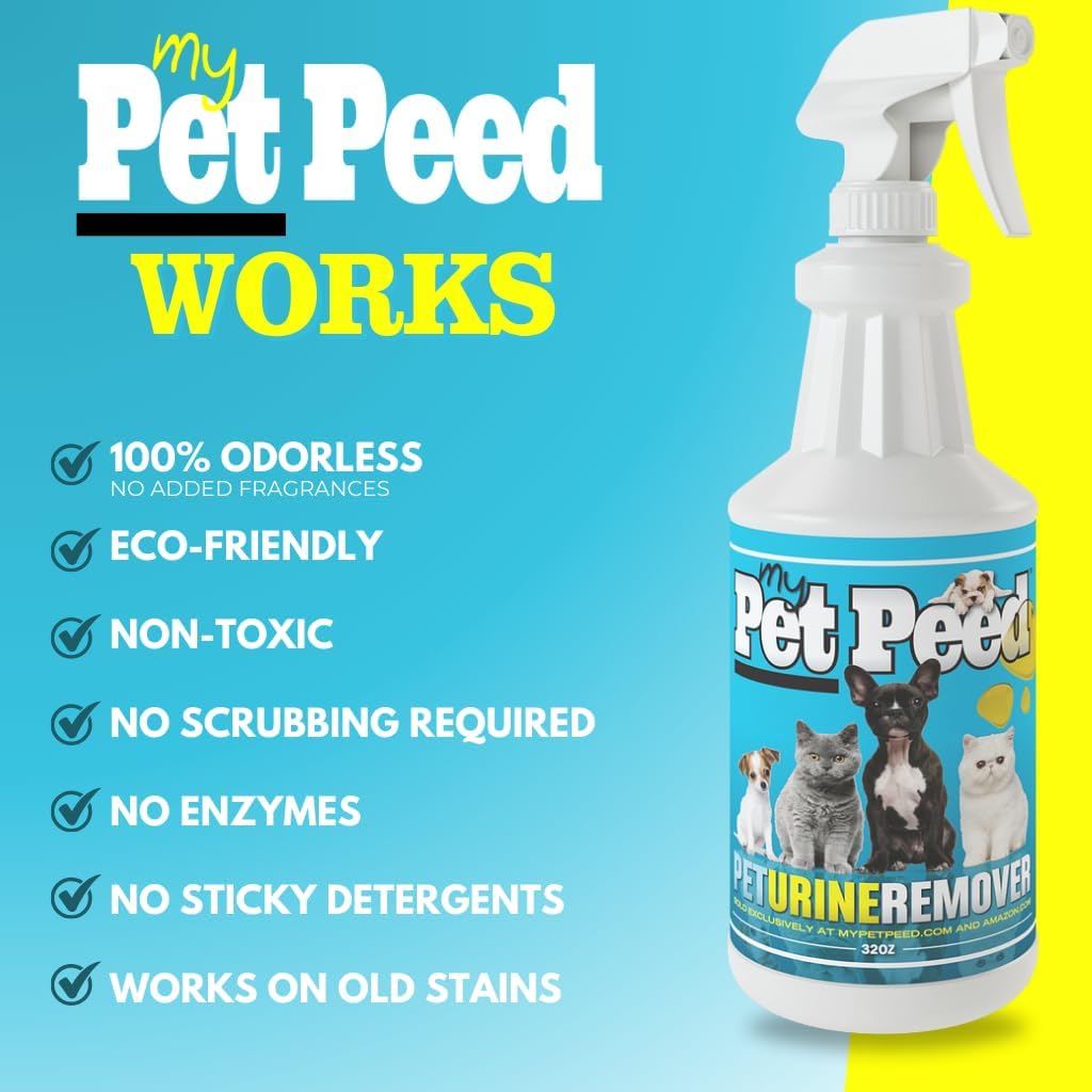 My Pet Peed oxygen based pet urine cleaner packaging labels