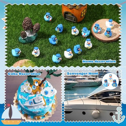 Assorted sixty piece set of small resin ducks for cruise ship hiding and DIY crafts