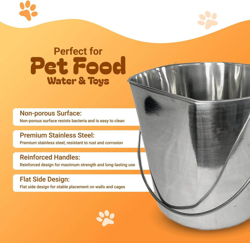 Heavy duty stainless steel pet bucket 2 quart capacity