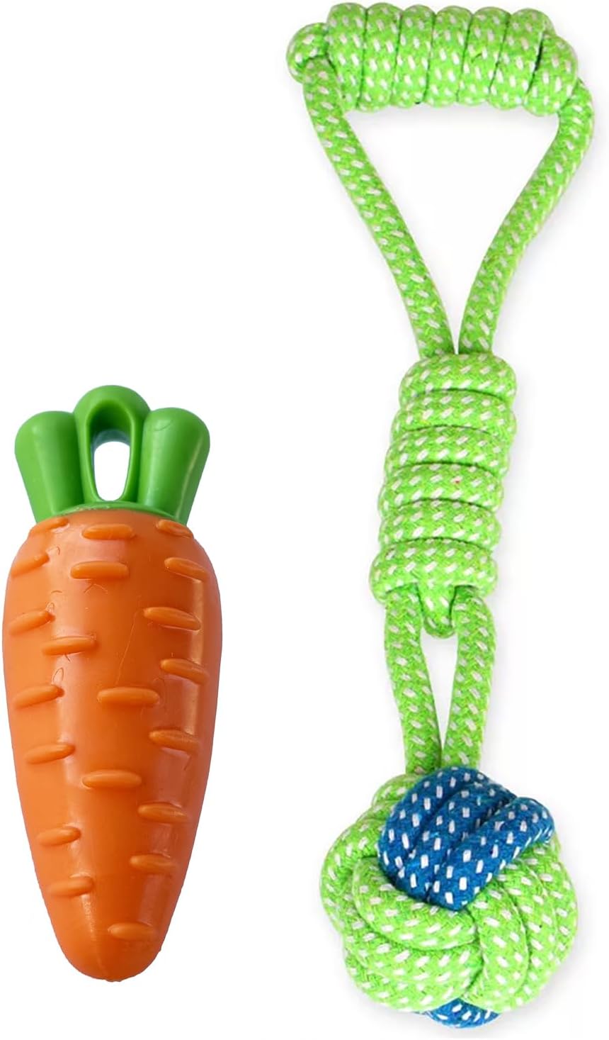 Side view of the Sunglow cotton chew toy demonstrating its lightweight and bite-resistant design properties.