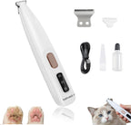 Belvedir Pet Micro Precision Trimmer front view showing the compact white cordless design and premium stainless steel blade.