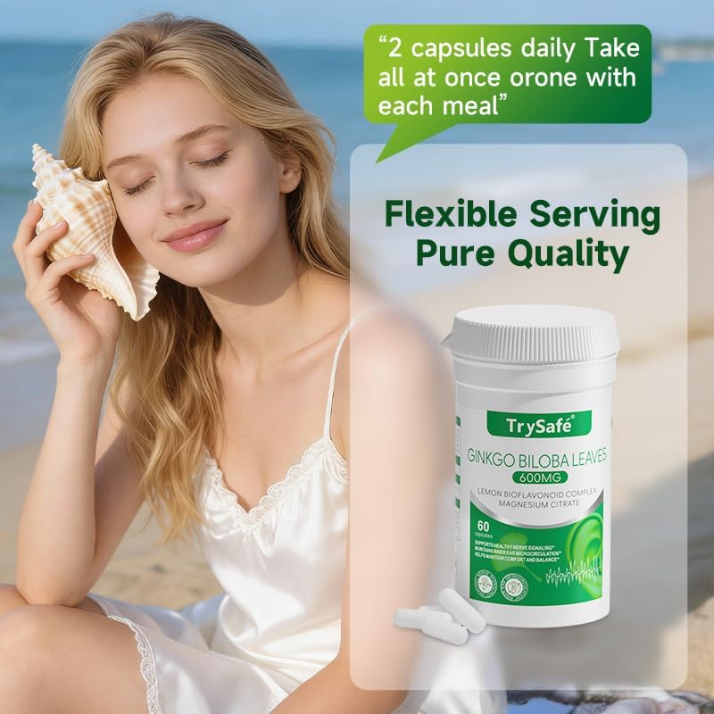 TrySafe 1000mg hearing support product lifestyle and container shot.