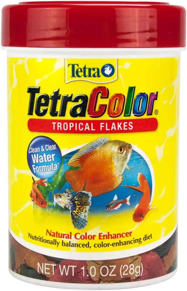 Tetra TetraColor Tropical Flakes front view 1 ounce container