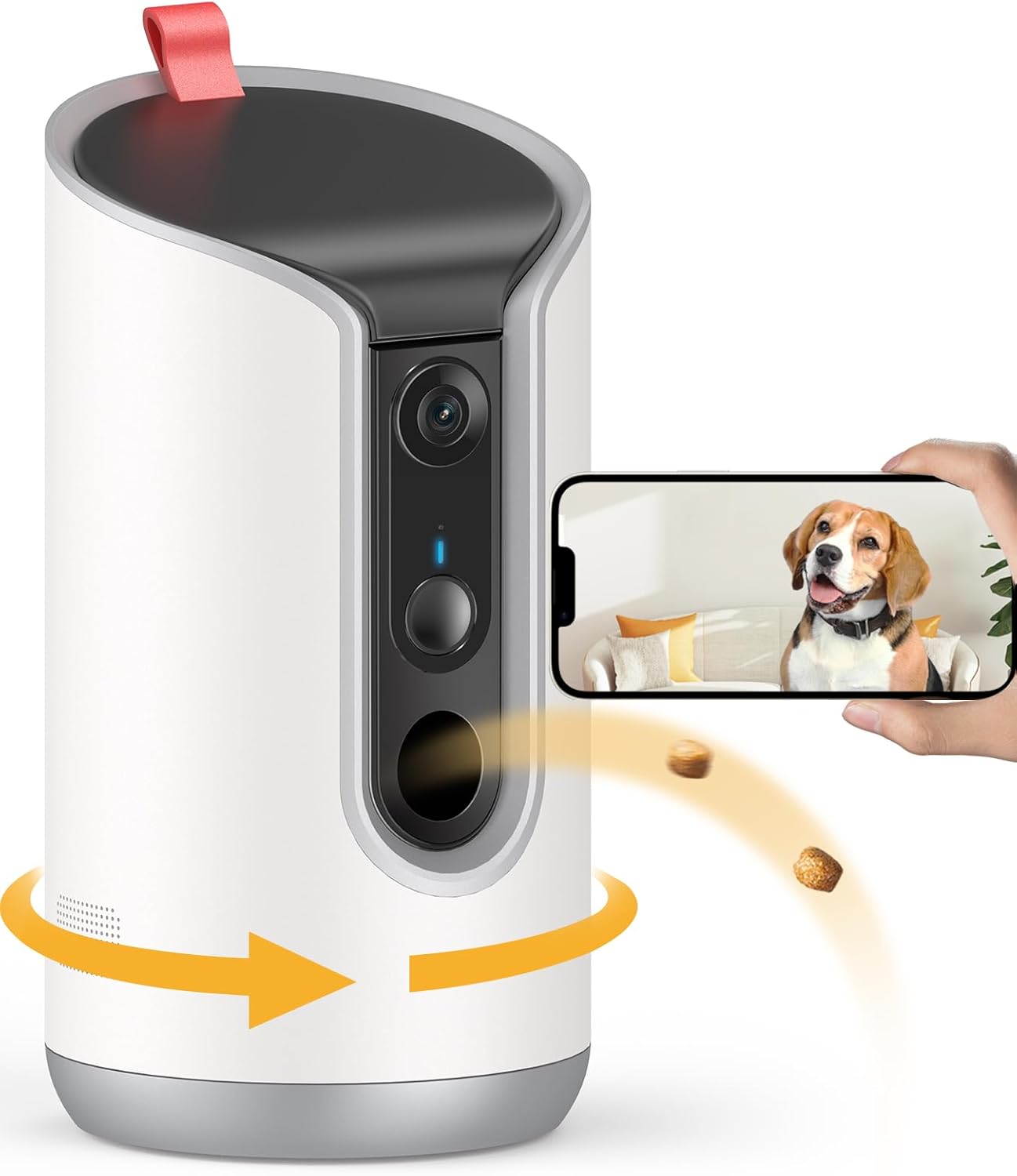 TKENPRO 2K Pet Camera Treat Dispenser front view interactive dog monitoring system